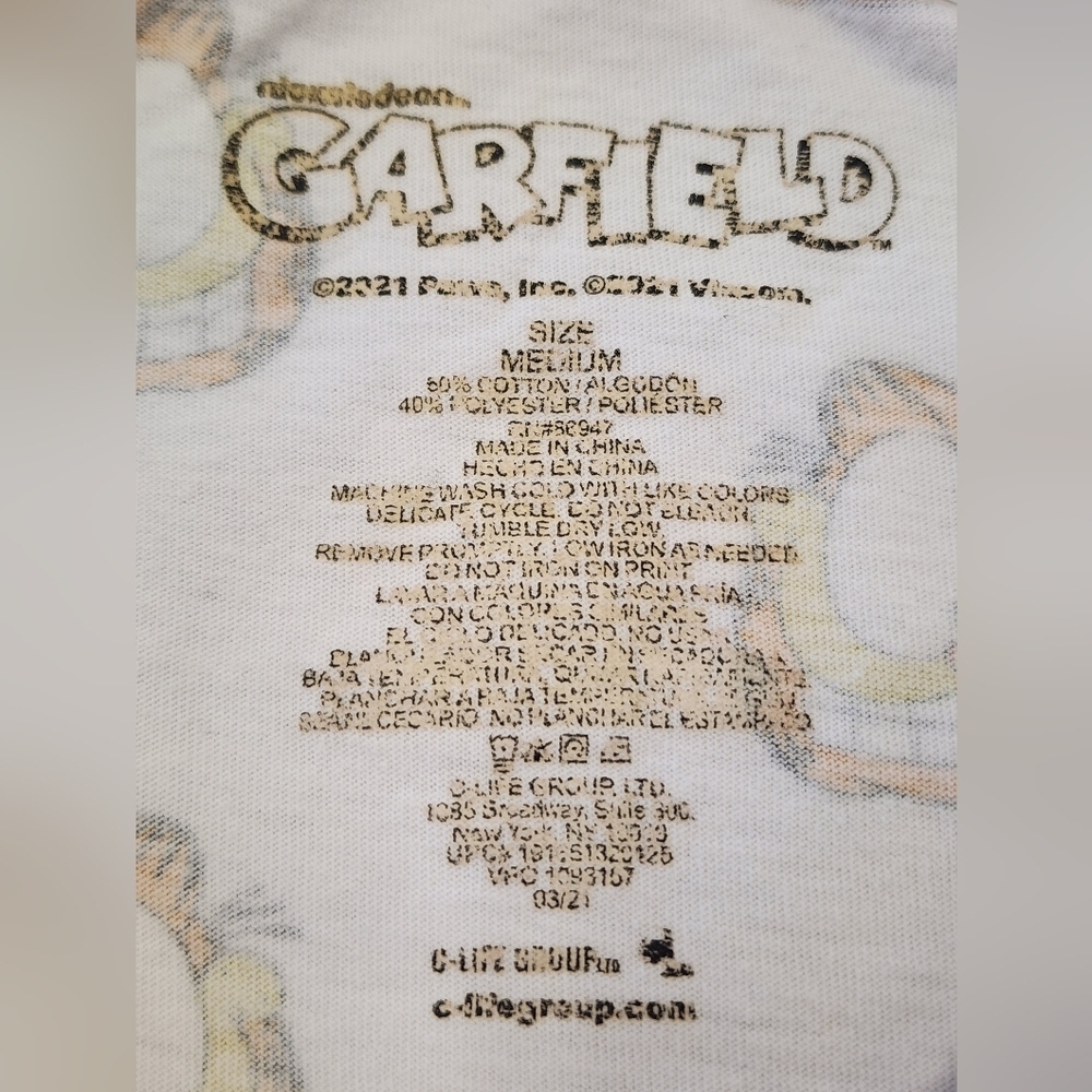 Garfield Men's White T-Shirt with Cartoon Printed Head Graphic Design, sz MD - Picture 2 of 13